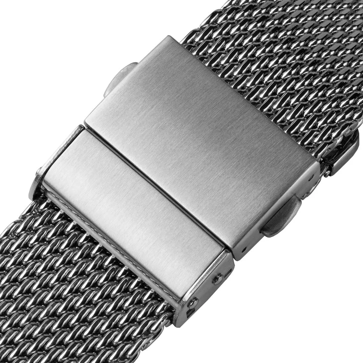 WATCHGECKO Merriott Quick-Release Milanese Mesh Stainless Steel Watch Strap - Polished. Mens Replacement Wristwatch Strap. Easy to Fit Adjustable Strap