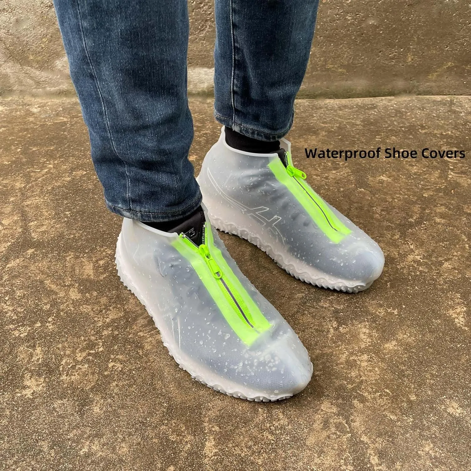 Waterproof Shoe Covers with Zipper,Reusable Silicone Rain Overshoes for Men & Women,Keep Shoes Dry in Rain,Snow,Mud (Zipper Clear, Large)
