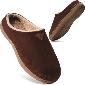 Weatherproof Vintage Men's Corduroy Slippers, Lightweight House Slippers with Faux Shearling Lining and Easy Slip-On Design