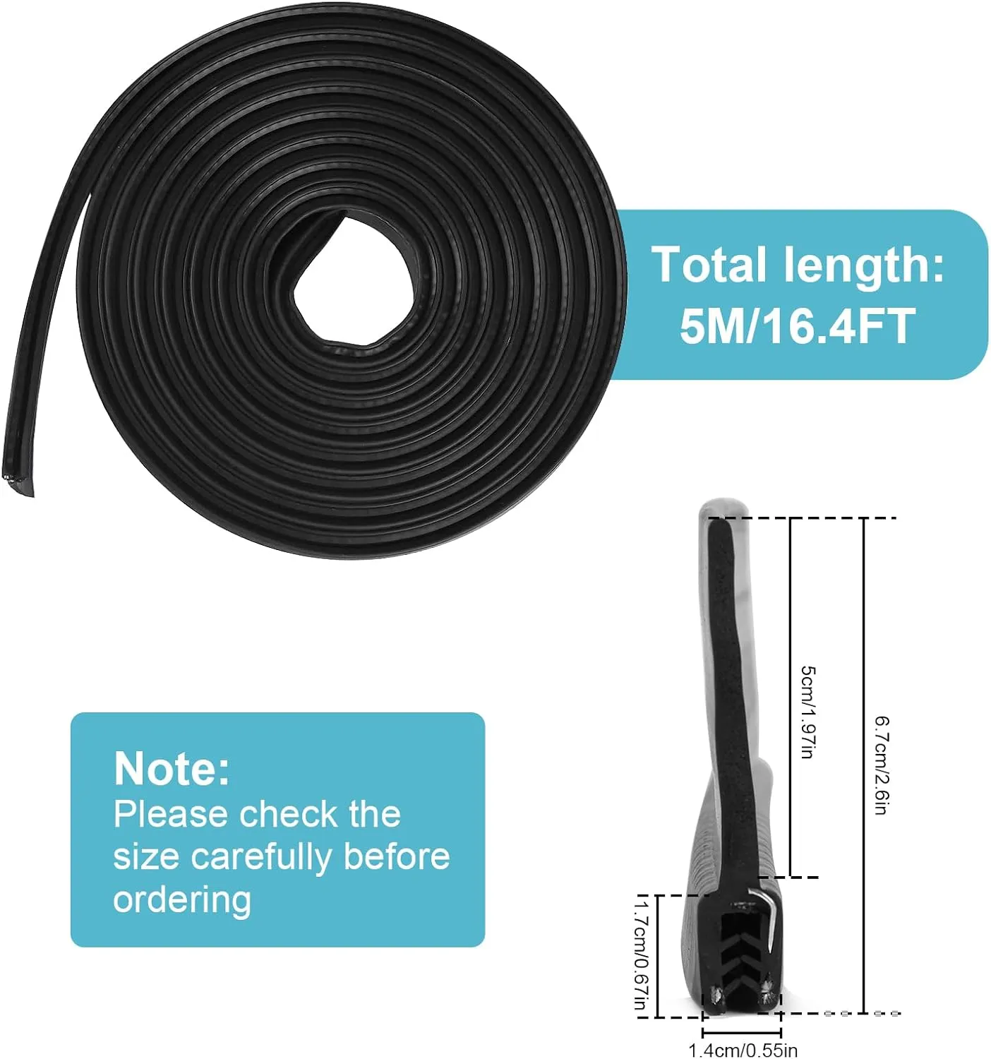 Weatherproof Wiper RV Seal 2.6" Door Seal Weather Strip Clip with Seal Mounts for Camper Truck Truck Window Seam Protection