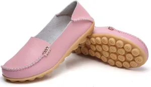 WERWAES Womens Casual Loafers Comfortable Leather Slip on Shoes Fashion Round Toe Moccasins Flats Soft Lightweight Walking Outdoor Loafers