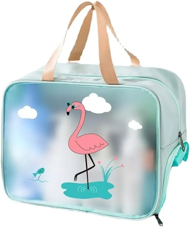Wet and Dry Dual-Purpose Cosmetic Bag for Business Trips Swimming Portable Shower Toiletries Bag Shoe Bag (Flamingo,Enlarged shoe compartment design)