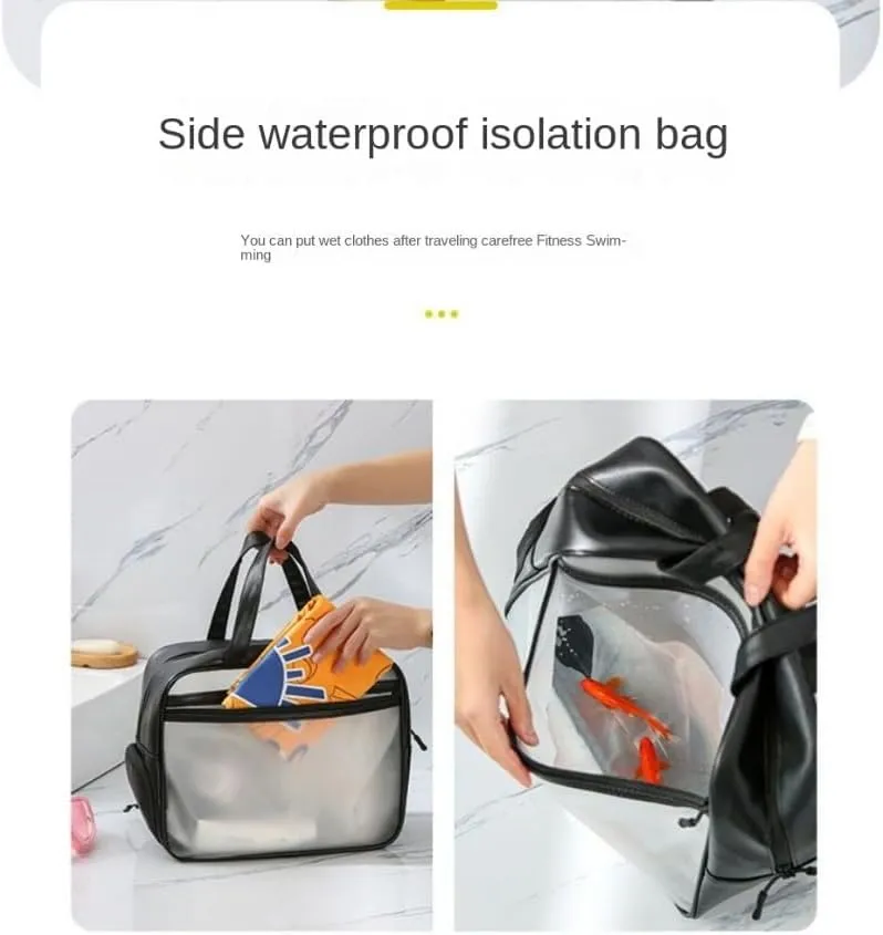 Wet and Dry Dual-Purpose Cosmetic Bag for Business Trips Swimming Portable Shower Toiletries Bag Shoe Bag (pink colour,Enlarged shoe compartment design)
