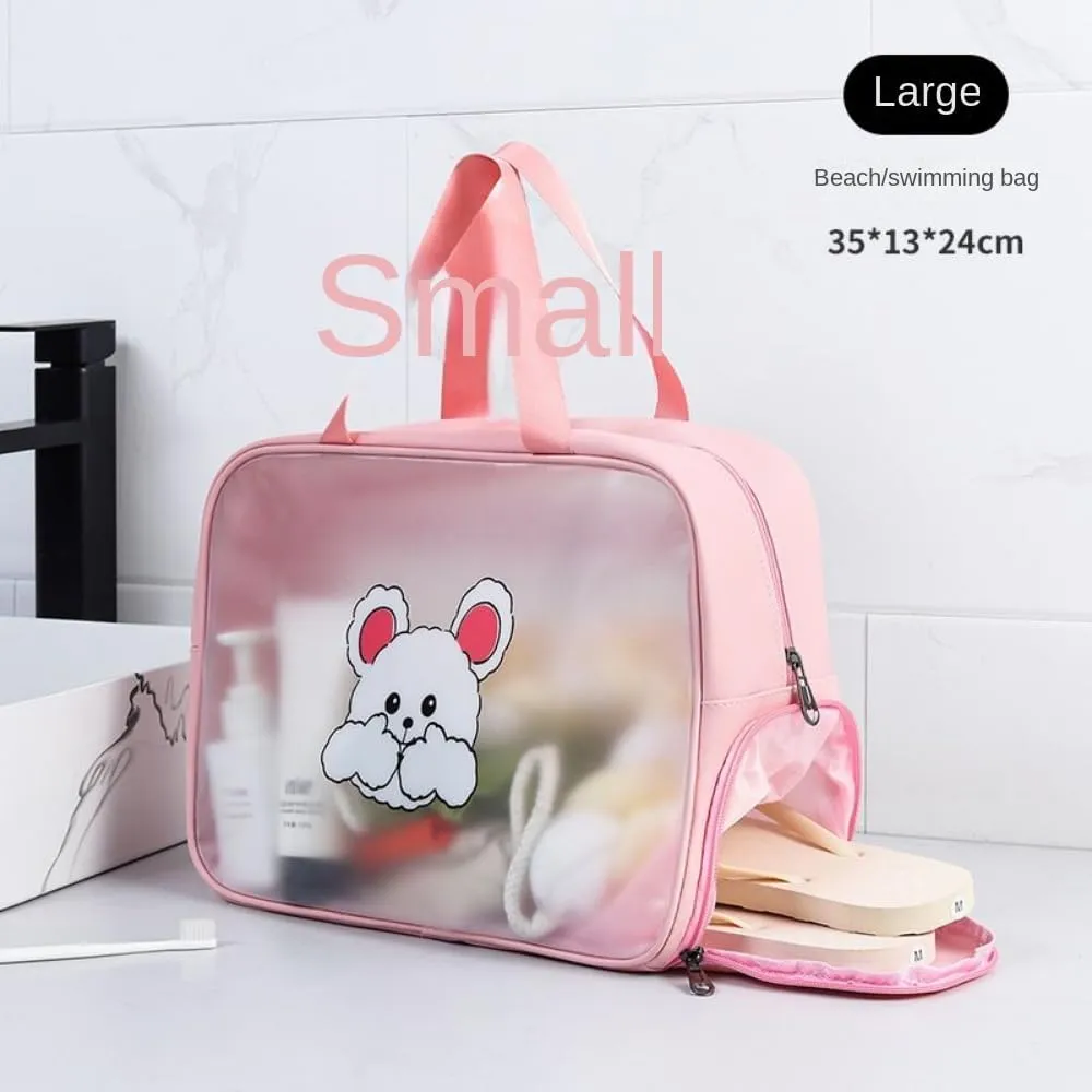 Wet and Dry Dual-Purpose Cosmetic Bag for Business Trips Swimming Portable Shower Toiletries Bag Shoe Bag (pink colour,Enlarged shoe compartment design)