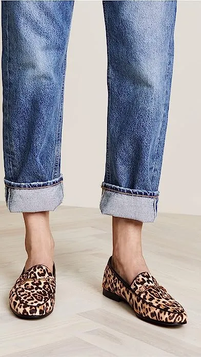 Wholesale prices Loraine Limited-stock deal Edelman Wide San Sam Leopard Loafers Slip-on Almond Slip Classic On Toe