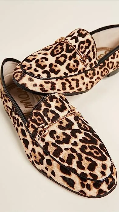 Wholesale prices Loraine Limited-stock deal Edelman Wide San Sam Leopard Loafers Slip-on Almond Slip Classic On Toe