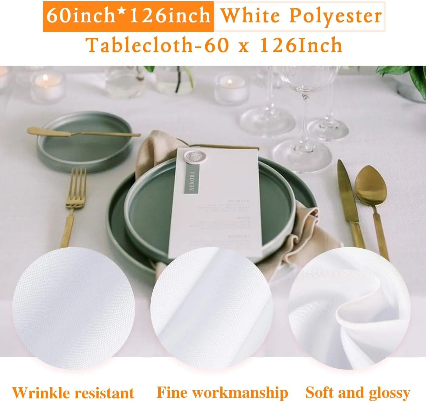 WIGENIUS 10 Pack White Table Cloth Rectangle Tablecloths 60X102 Inch,Polyester Table Cloth for 6 Foot Rectangle Tables,Wrinkle Resistant Washable Fabric Table Covers for Party,Wedding Banquet