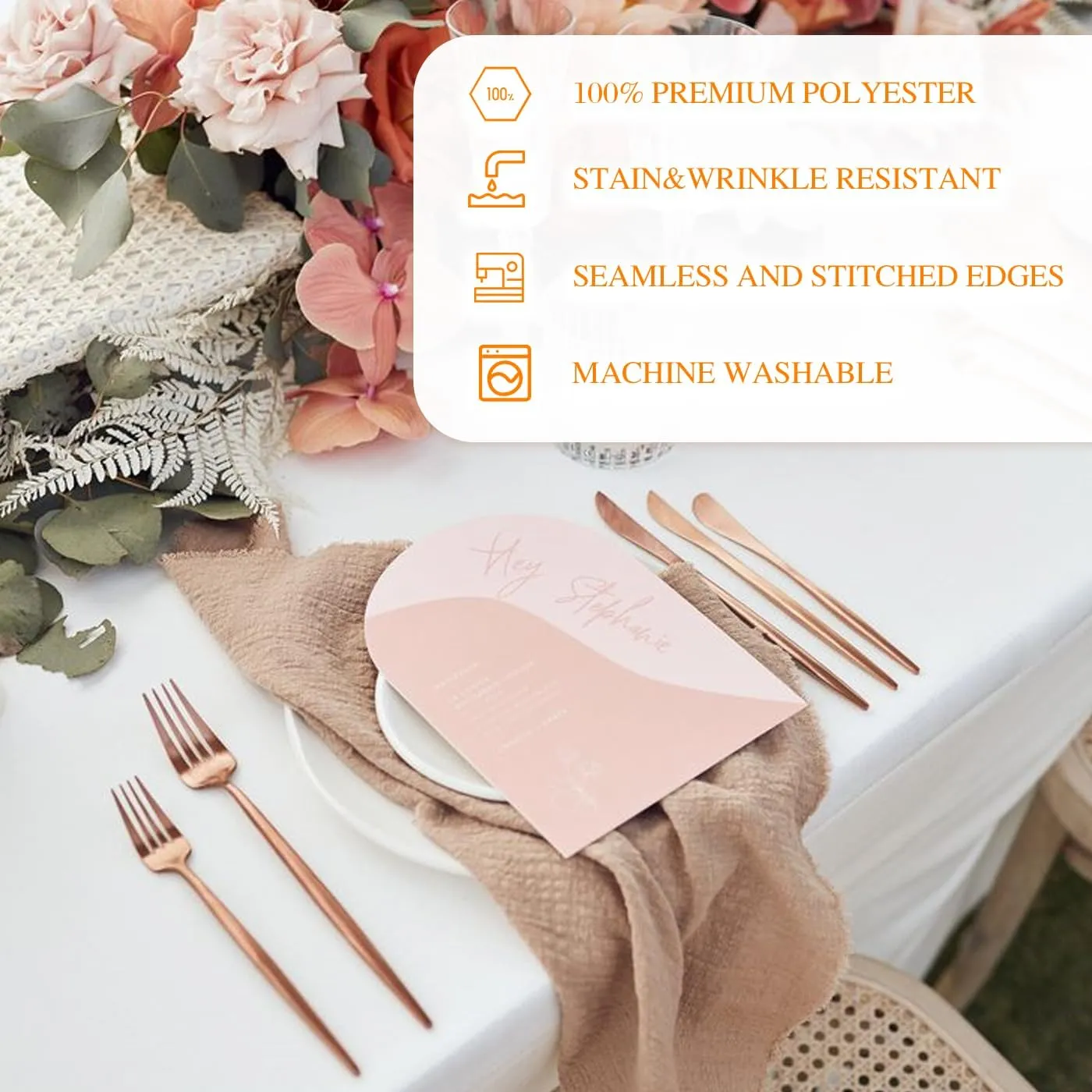 WIGENIUS 10 Pack White Table Cloth Rectangle Tablecloths 60X102 Inch,Polyester Table Cloth for 6 Foot Rectangle Tables,Wrinkle Resistant Washable Fabric Table Covers for Party,Wedding Banquet