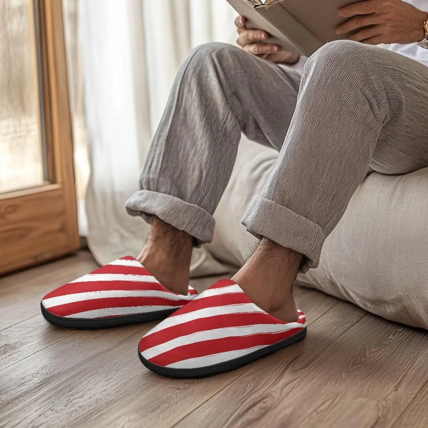 Winter Slippers for Women Men Lightweight Slip-on House Slippers Indoor Fluffy Shoes Size 34-50