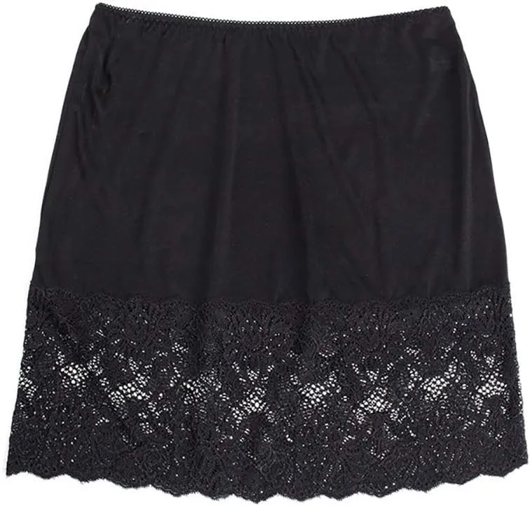 Women Pure Silk Smooth Soft Lace Underwear Skirt Home Sleepwear Half-Slip Nightwear