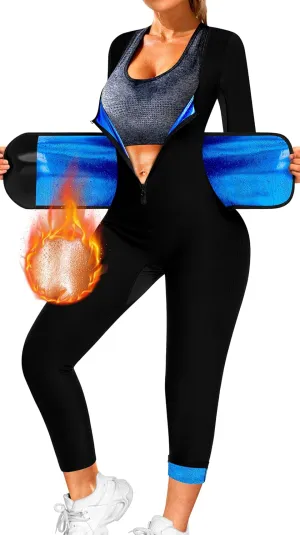 Women Sauna Suit Sweat Shirt Slimming Vest Hot Top Jumpsuit Shapewear,Armpit and Crotch Mesh