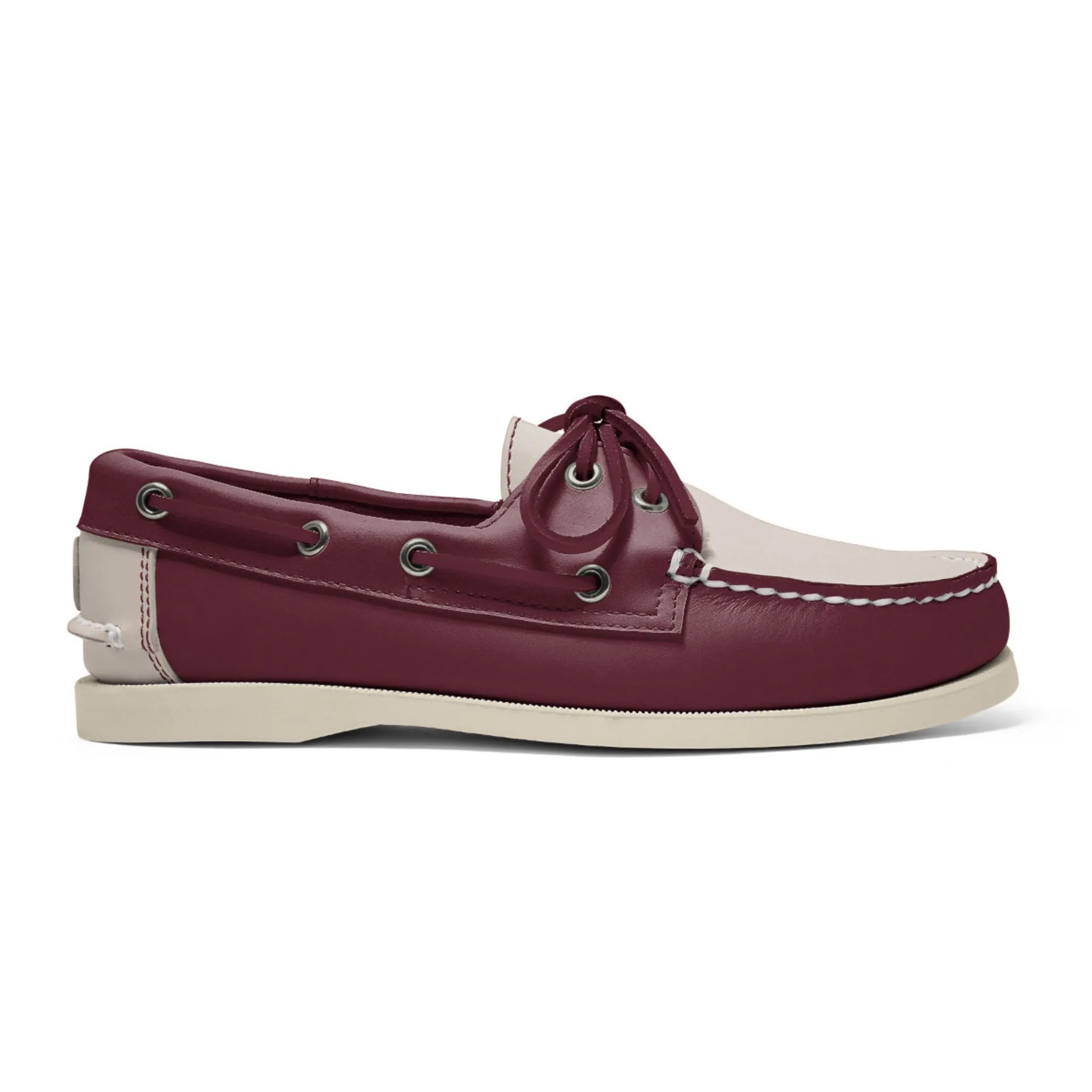 Women's 2 Eyelet LE Boat Shoe: Burgundy/Ivory