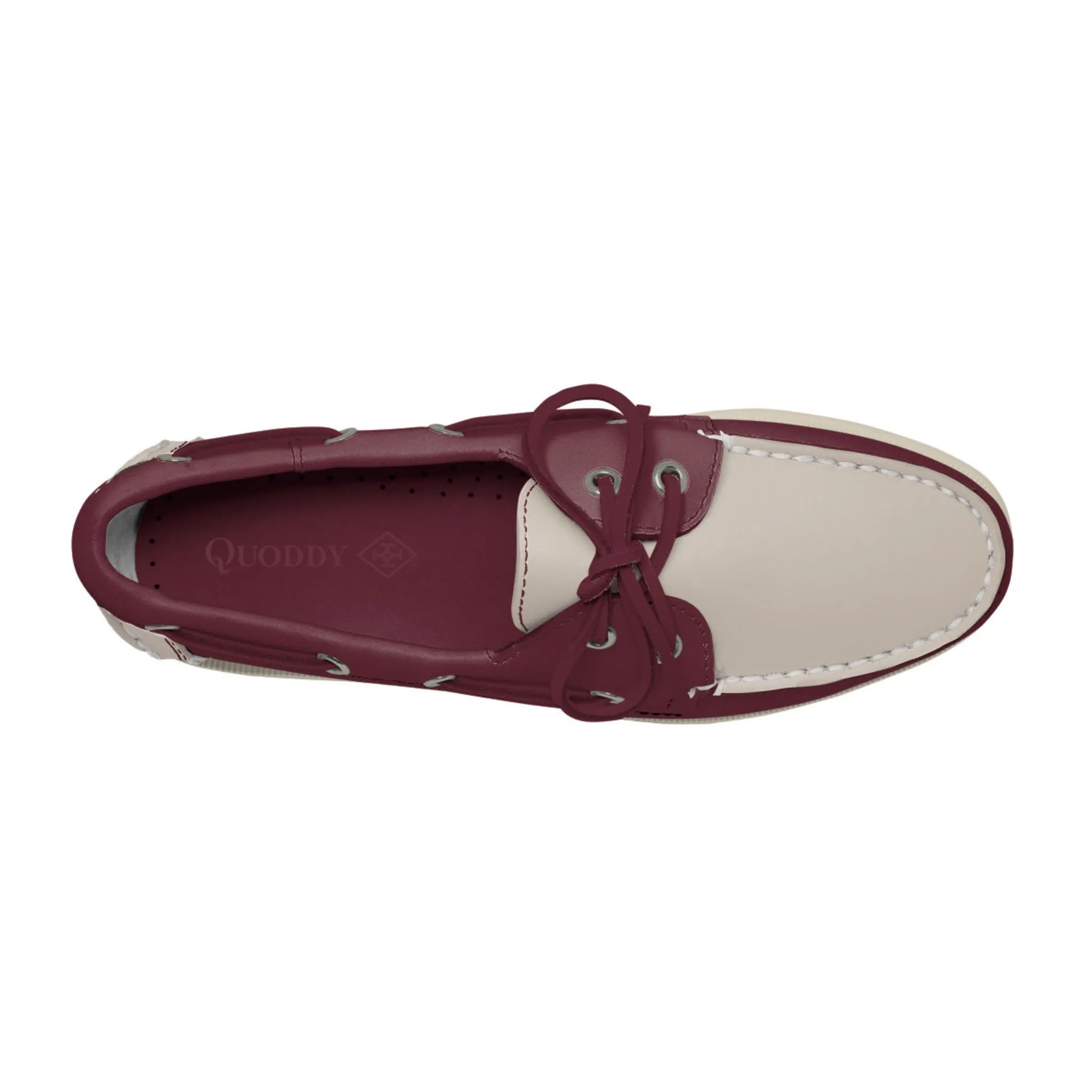 Women's 2 Eyelet LE Boat Shoe: Burgundy/Ivory