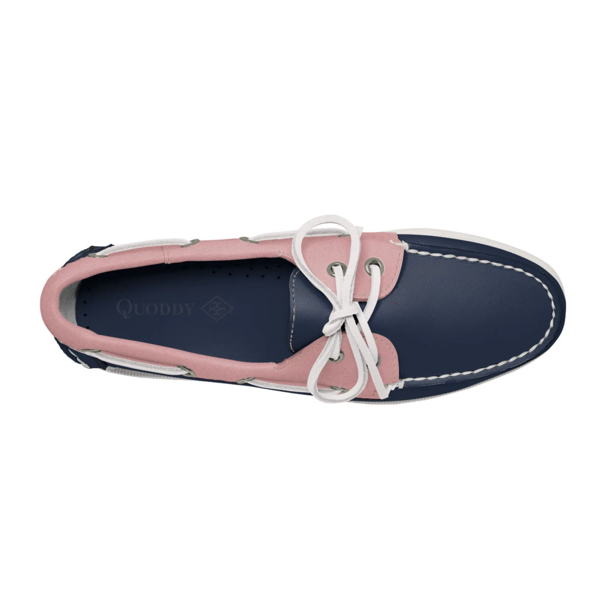 Women's 2 Eyelet LE Boat Shoe: Navy/Pink
