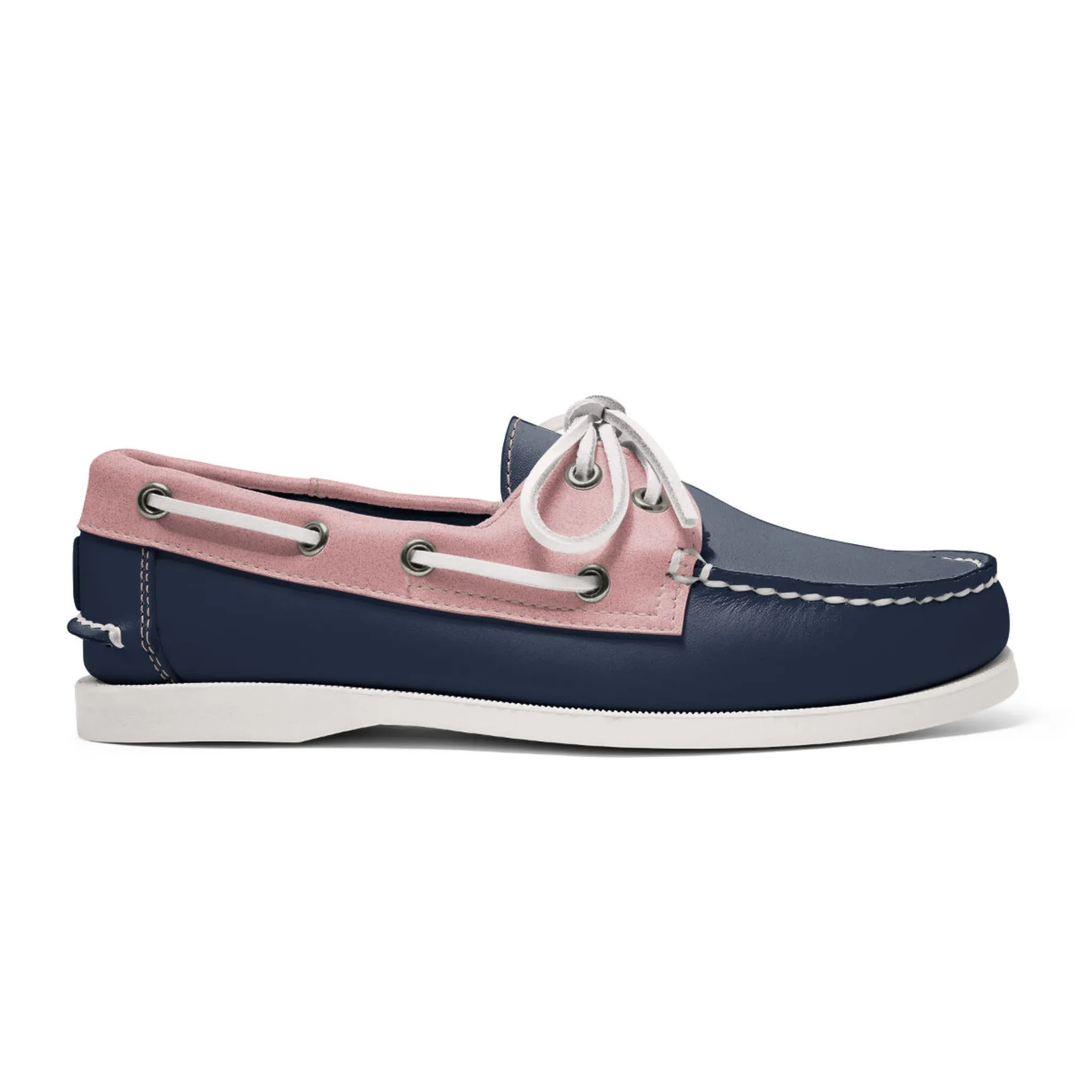 Women's 2 Eyelet LE Boat Shoe: Navy/Pink