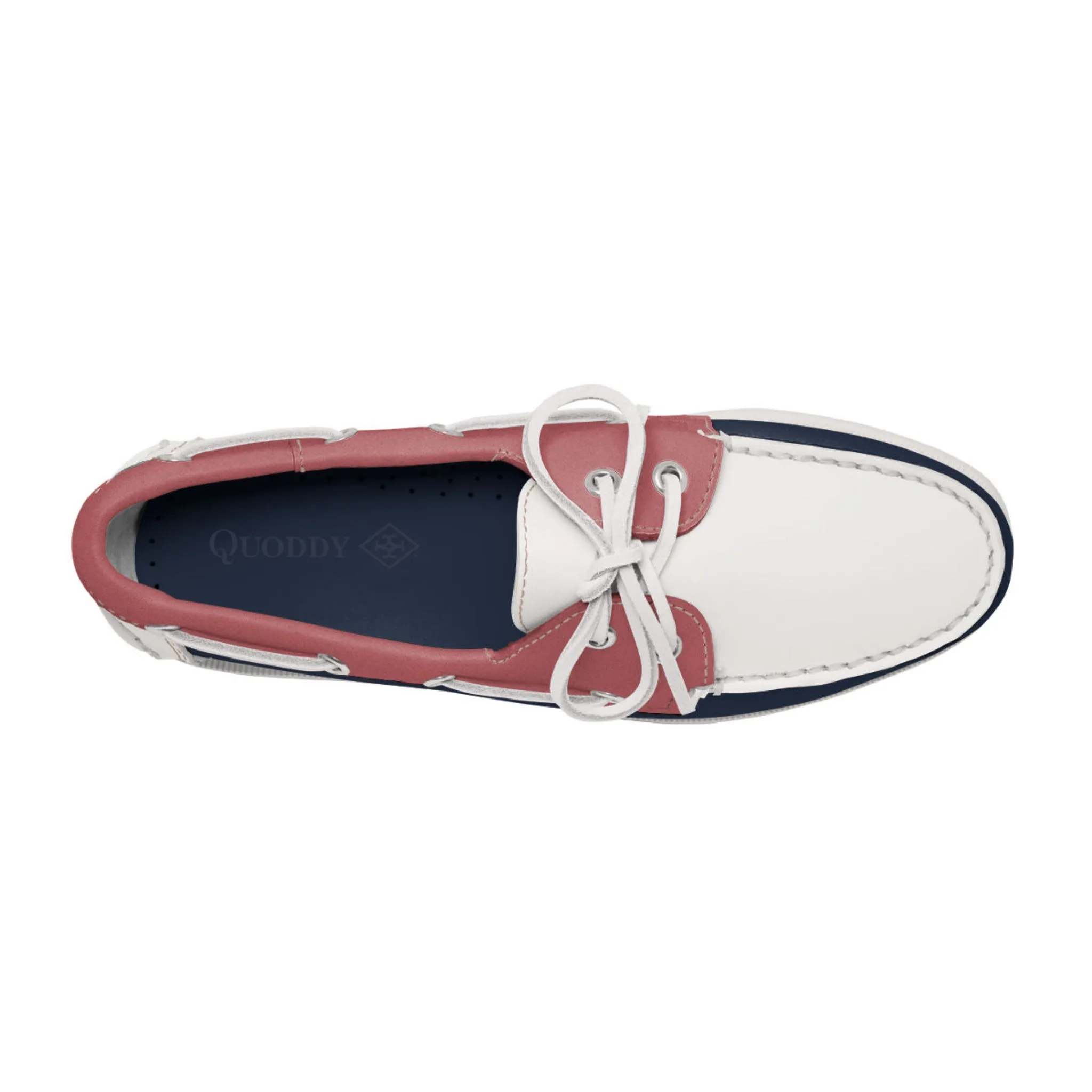 Women's 2 Eyelet LE Boat Shoe: Navy/White/Pink