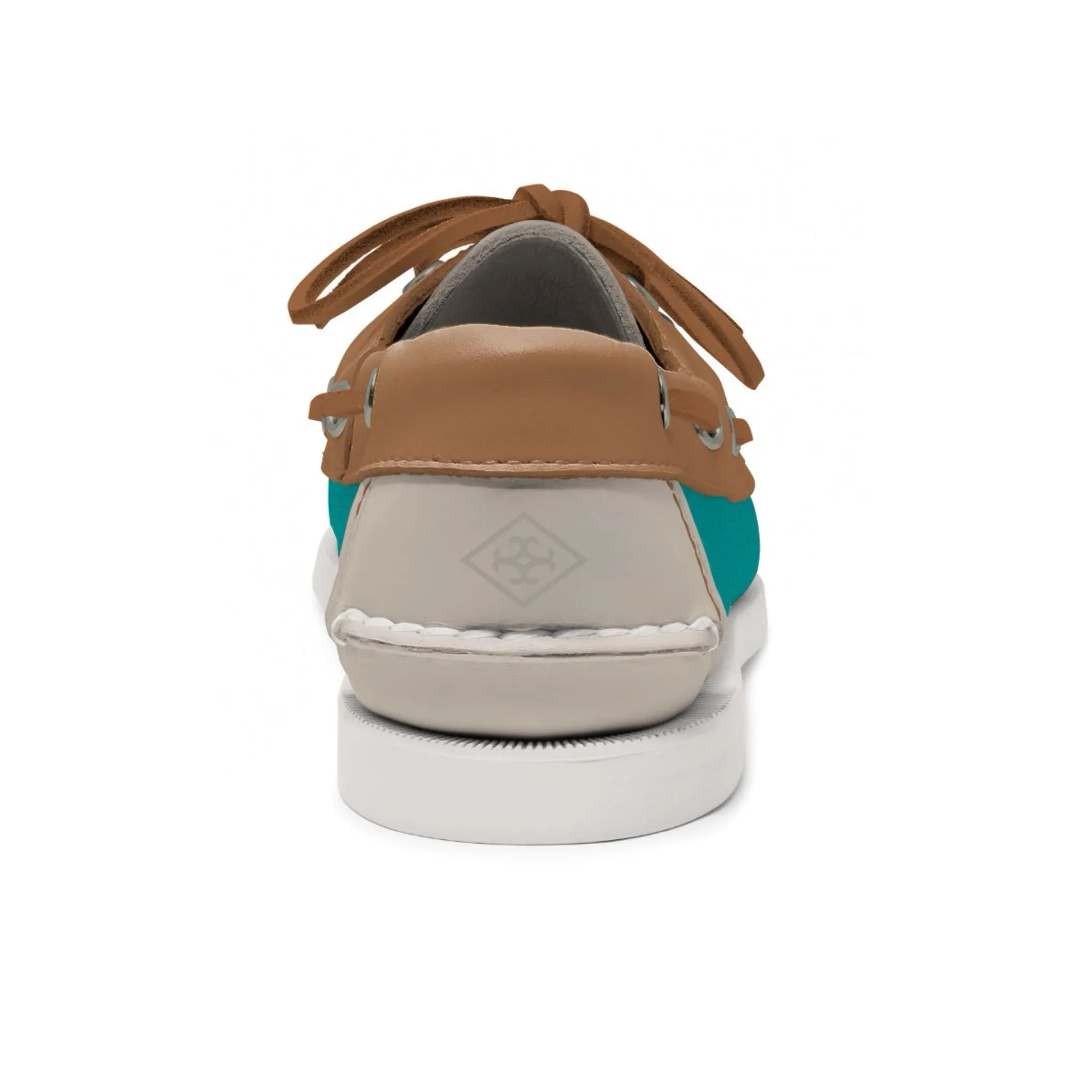 Women's 2 Eyelet LE Boat Shoe: Turquoise/Ivory/Tan