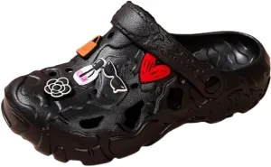 Women's Breathable EVA Clogs, Casual Style with Heart Pattern, Flat Sole, All-Season, with Easy Care Hand Washable for Indoor Outdoor Beach Slides