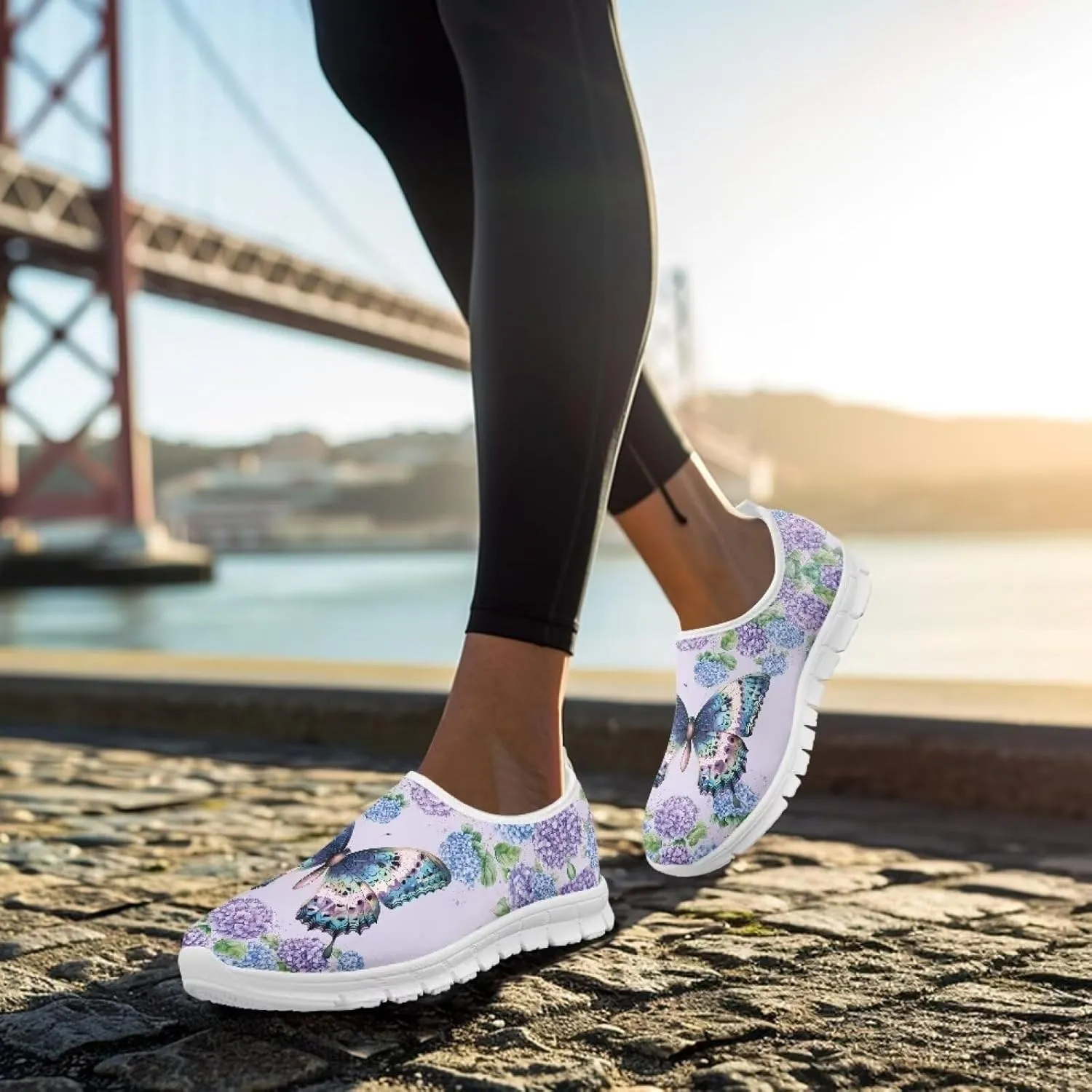 Women's Butterfly Sneaker Casual Soft Slip On Low Top Lightweight Non-Slip Running Sneaker for Women US 5.5-11.5