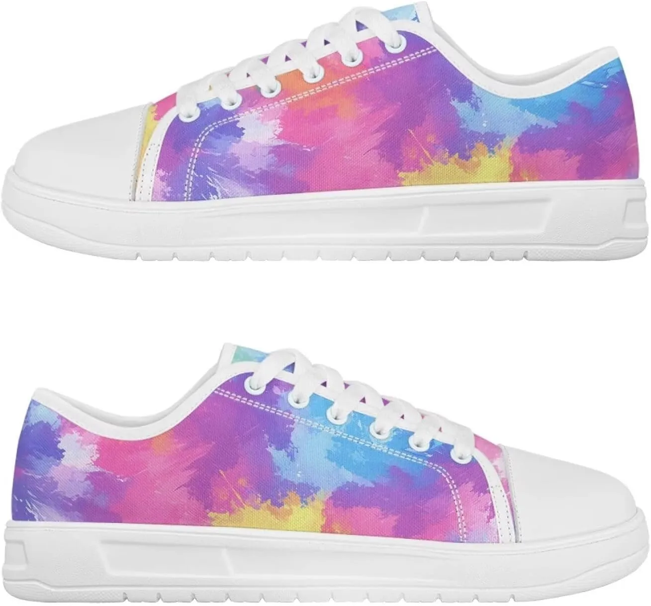 Womens Canvas Slip-On Shoes Lightweight Comfort Sneakers for Casual Wear Soft Cushioned Insole for Athletic Size 6-13.5 White Sole
