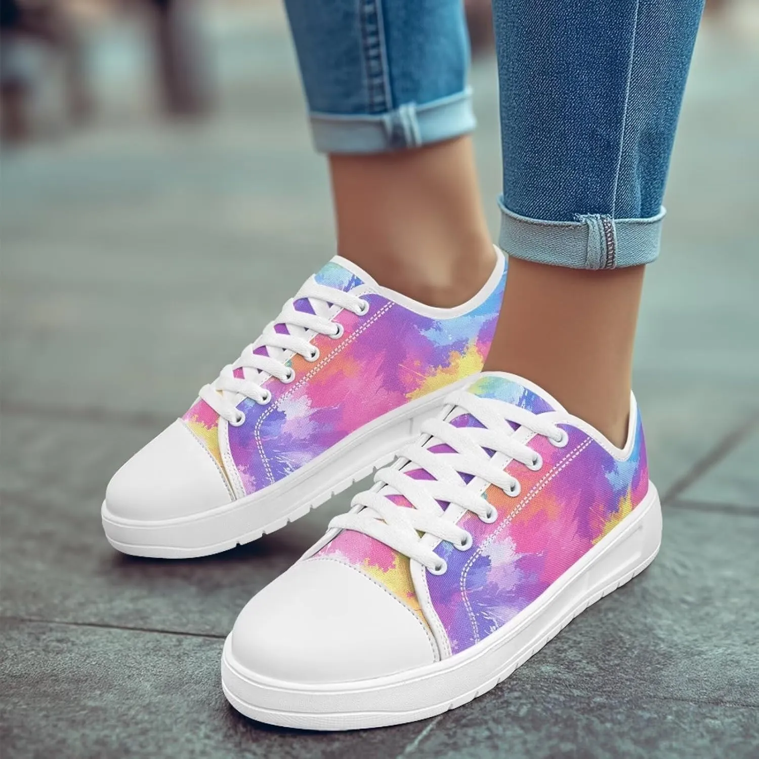 Womens Canvas Slip-On Shoes Lightweight Comfort Sneakers for Casual Wear Soft Cushioned Insole for Athletic Size 6-13.5 White Sole