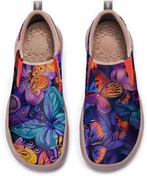 Women's Casual Loafers Microfiber Slip On Sneakers Art Painted Comfortable Soft Travel Shoes Colorful Butterfly