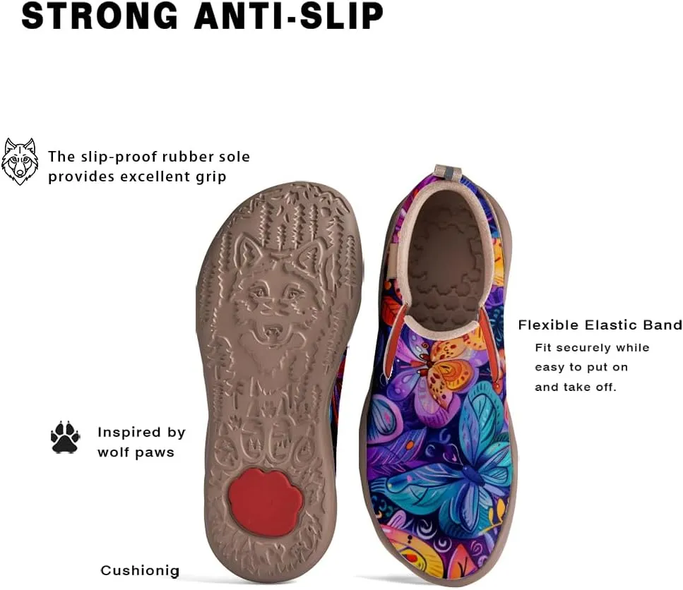 Women's Casual Loafers Microfiber Slip On Sneakers Art Painted Comfortable Soft Travel Shoes Colorful Butterfly