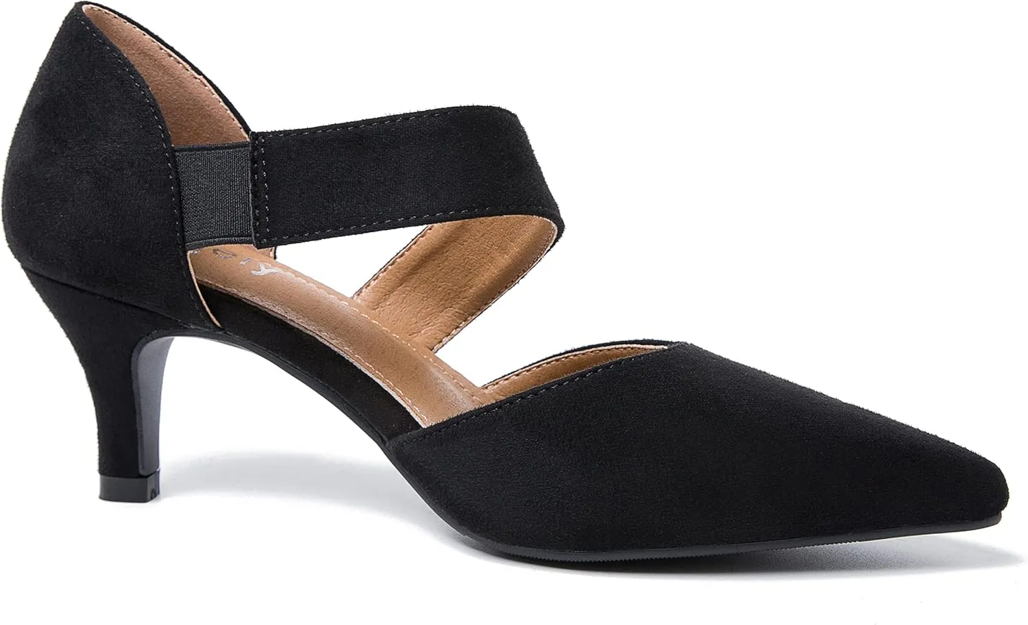 Women's Closed Pointed Toe Heels Strap D'Orsay Kitten Heel Slip On Dressy Pumps
