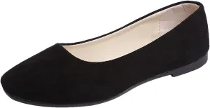Women's Closed Toe Loafer Flat Soft Faux Suede Work Shoes Ballerina Non Slip Solid Color Single Slip On Shoes