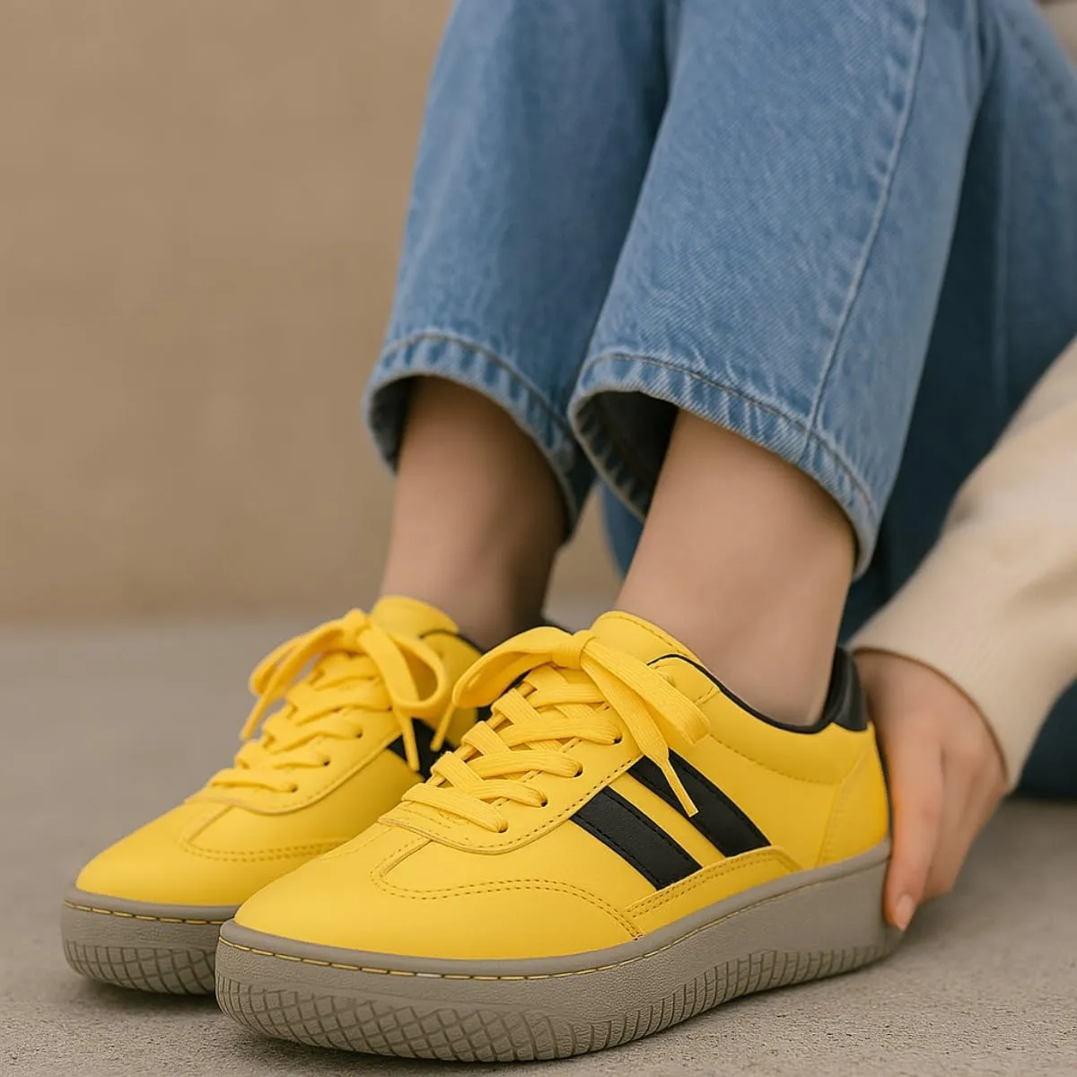 Women’s Colorblock Platform German Trainer Sneakers – Thick Sole Lace-Up Casual White Shoes, Low-Top PU Leather Sport Style for Students