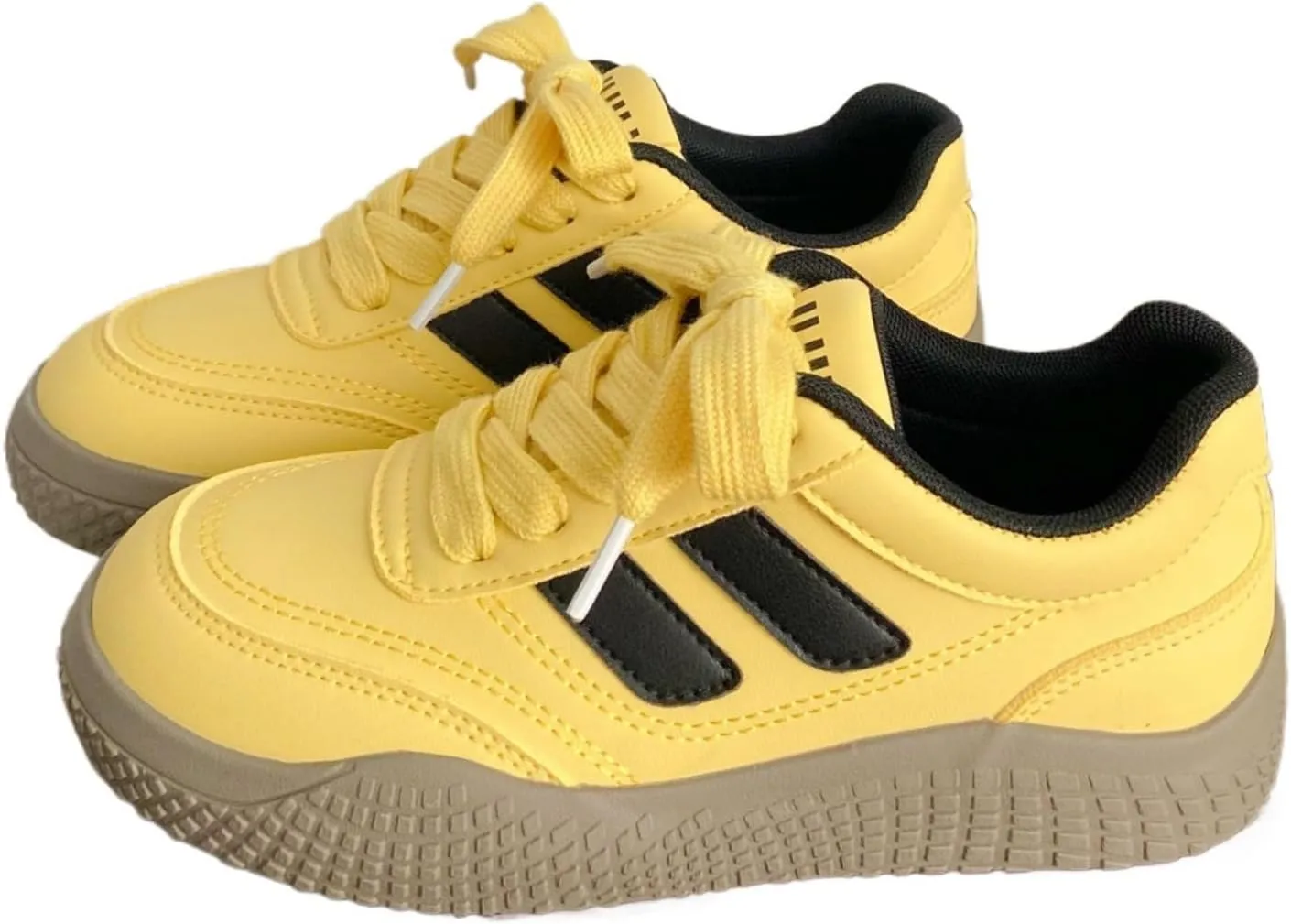 Women’s Colorblock Platform German Trainer Sneakers – Thick Sole Lace-Up Casual White Shoes, Low-Top PU Leather Sport Style for Students