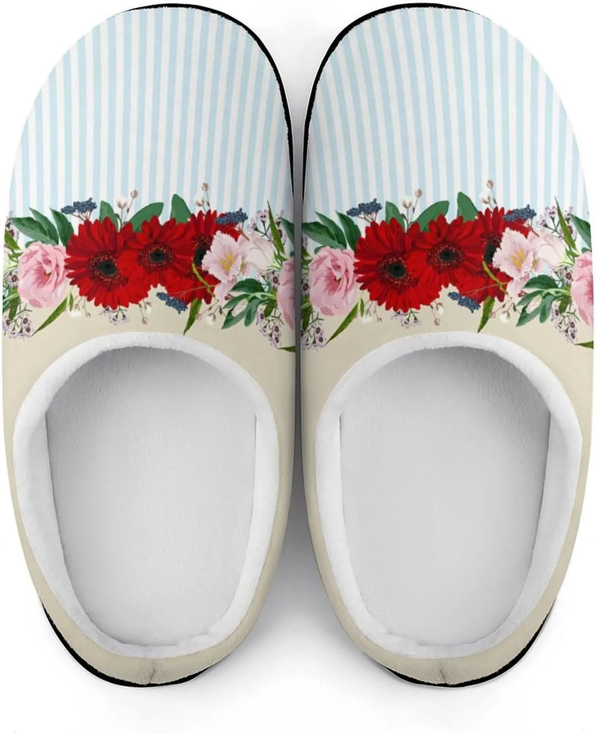 Womens Cowboy Cactus Slippers Men Warm Cotton House Slippers Hard Sole Soft Clog Slippers Slip-On Shoes Indoor Outdoor