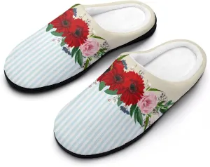 Womens Cowboy Cactus Slippers Men Warm Cotton House Slippers Hard Sole Soft Clog Slippers Slip-On Shoes Indoor Outdoor