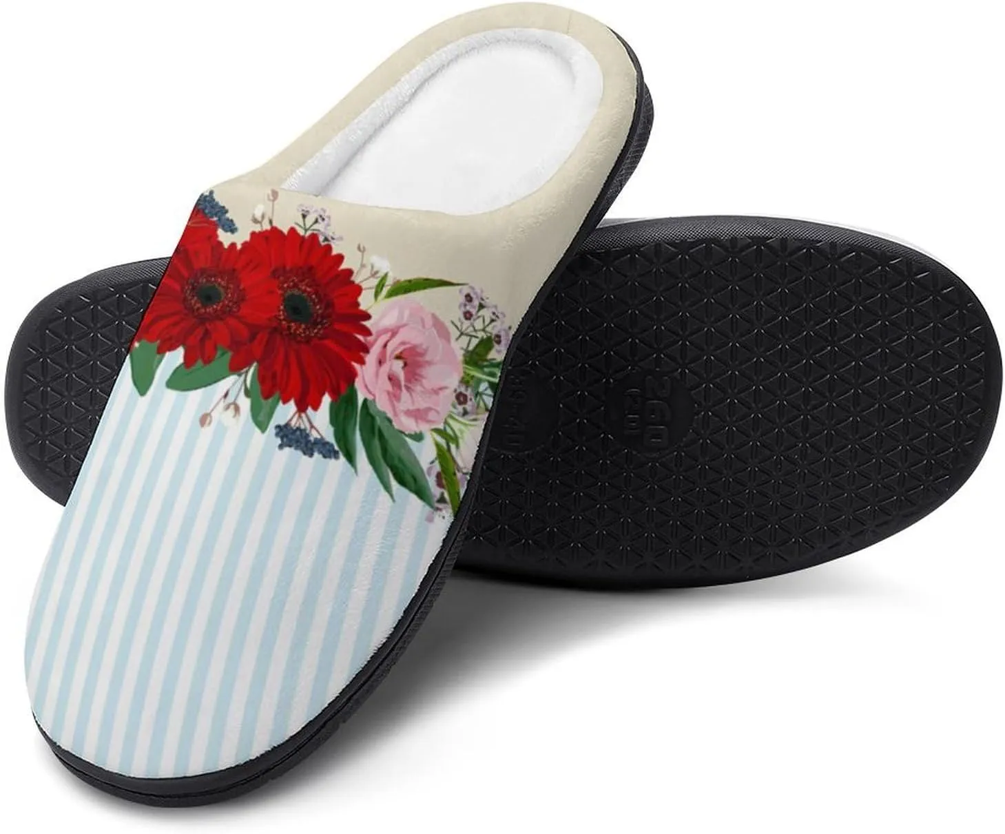 Womens Cowboy Cactus Slippers Men Warm Cotton House Slippers Hard Sole Soft Clog Slippers Slip-On Shoes Indoor Outdoor