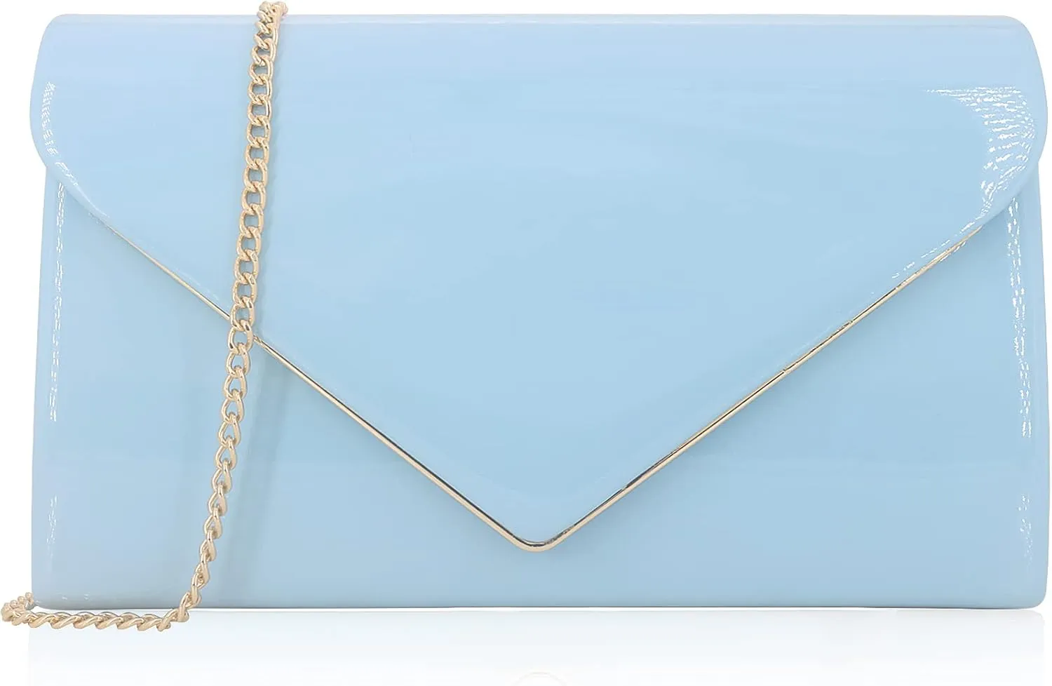 Women's Evening Clutch Bags for Formal Cocktail Prom Wedding Party Patent Leather Dressy Foldover Purse
