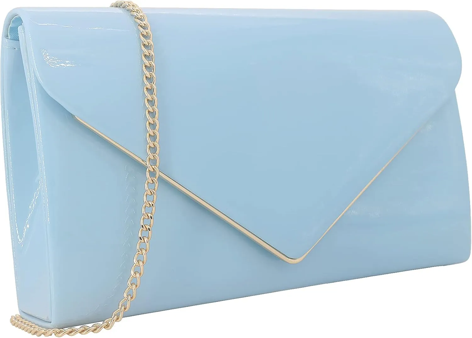 Women's Evening Clutch Bags for Formal Cocktail Prom Wedding Party Patent Leather Dressy Foldover Purse