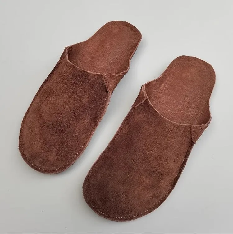 Women's Handmade Leather Minimalist Comfort Flat Mule