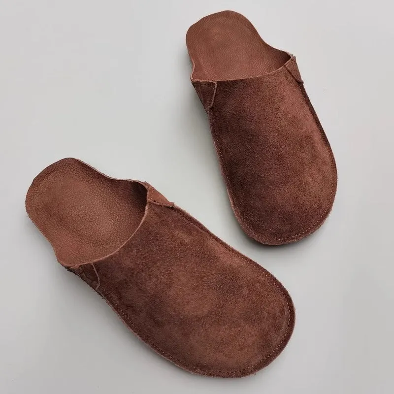 Women's Handmade Leather Minimalist Comfort Flat Mule