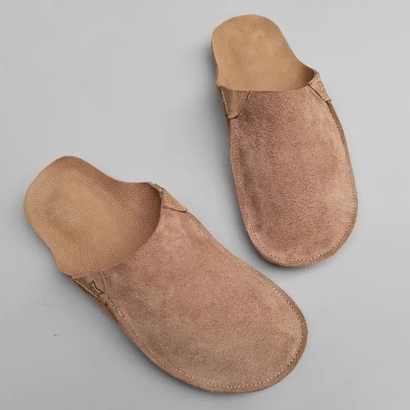Women's Handmade Leather Minimalist Comfort Flat Mule