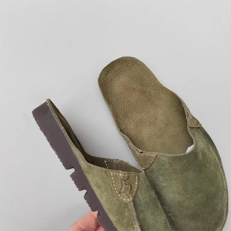 Women's Handmade Leather Minimalist Comfort Flat Mule