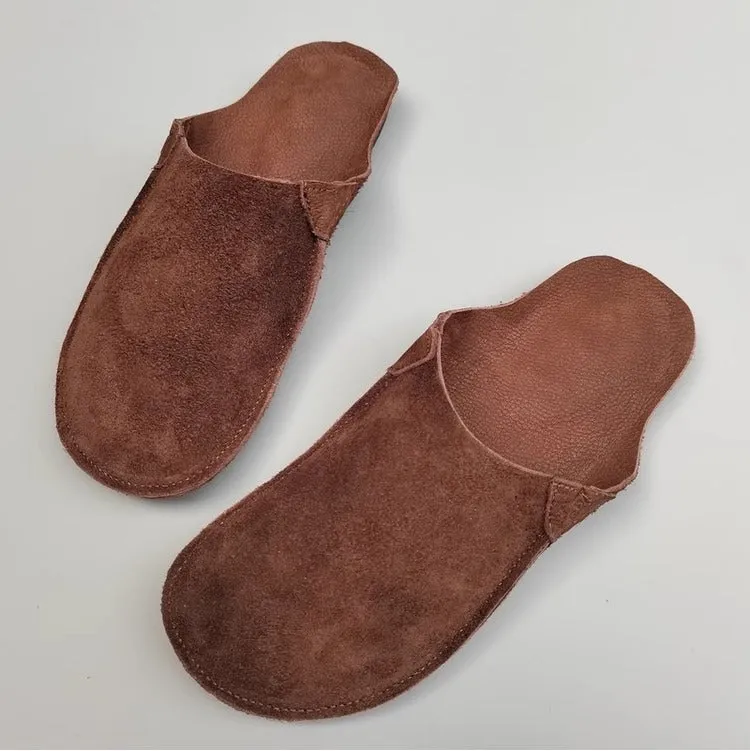 Women's Handmade Leather Minimalist Comfort Flat Mule