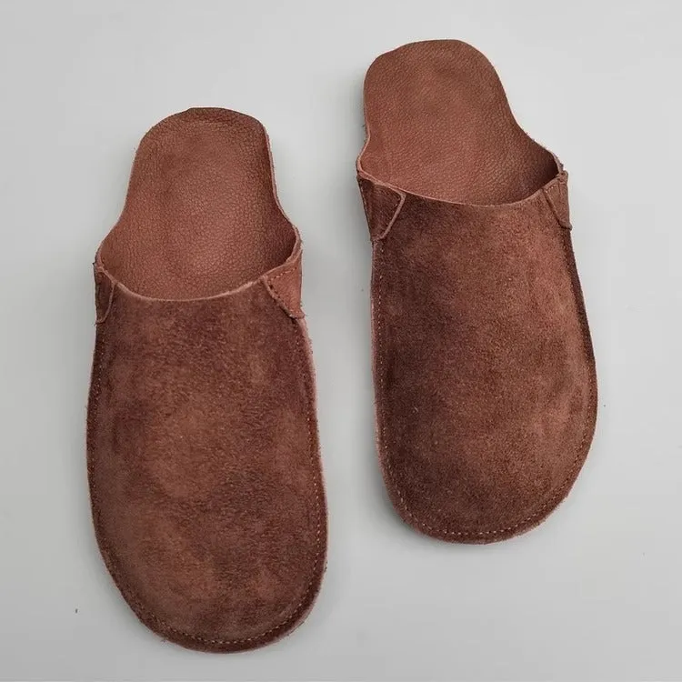Women's Handmade Leather Minimalist Comfort Flat Mule