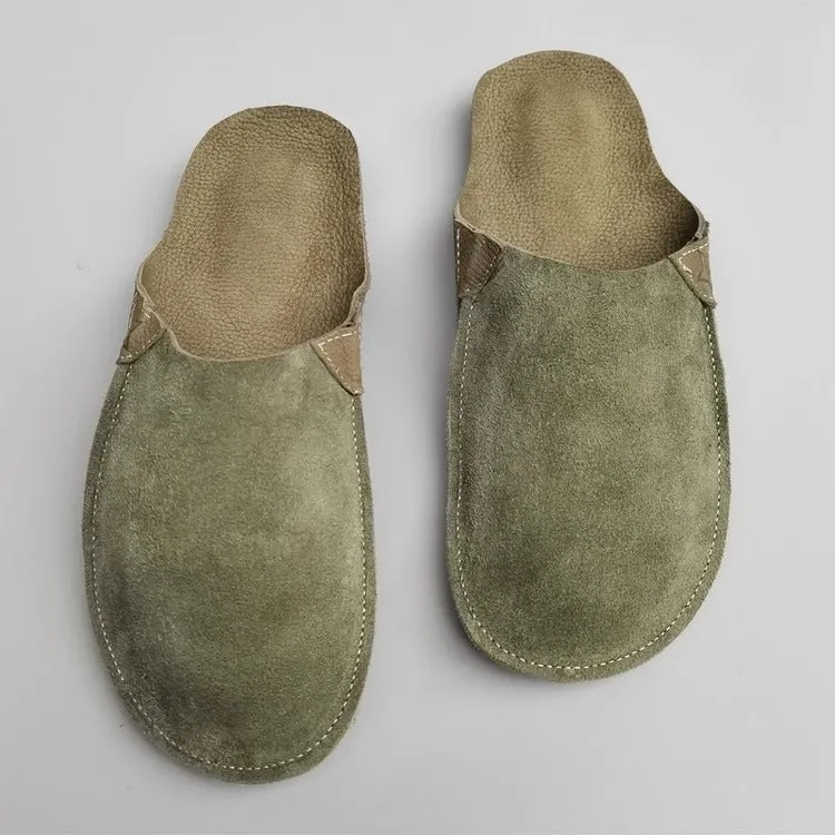 Women's Handmade Leather Minimalist Comfort Flat Mule