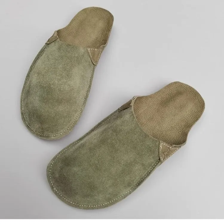 Women's Handmade Leather Minimalist Comfort Flat Mule