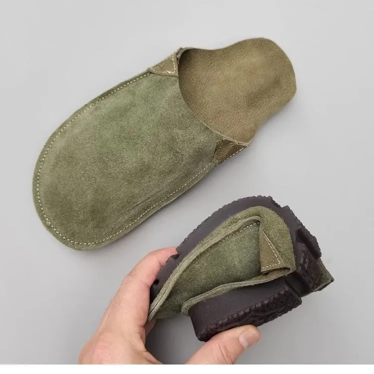 Women's Handmade Leather Minimalist Comfort Flat Mule