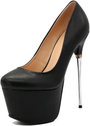 Women's High Heels Shoes Classic Platform Stiletto Ladies Round Toe Slip on Pumps Suitable for Fashion Catwalk