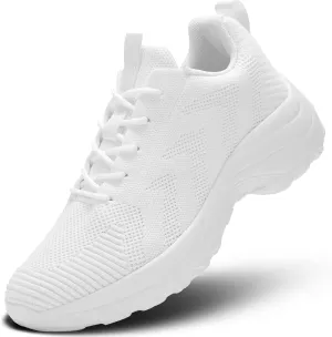 Womens Ladies Walking Shoes Arch Support Non Slip Work Lace up Sneakers Breathable Lightweight Comfort Wedge Platform Loafers