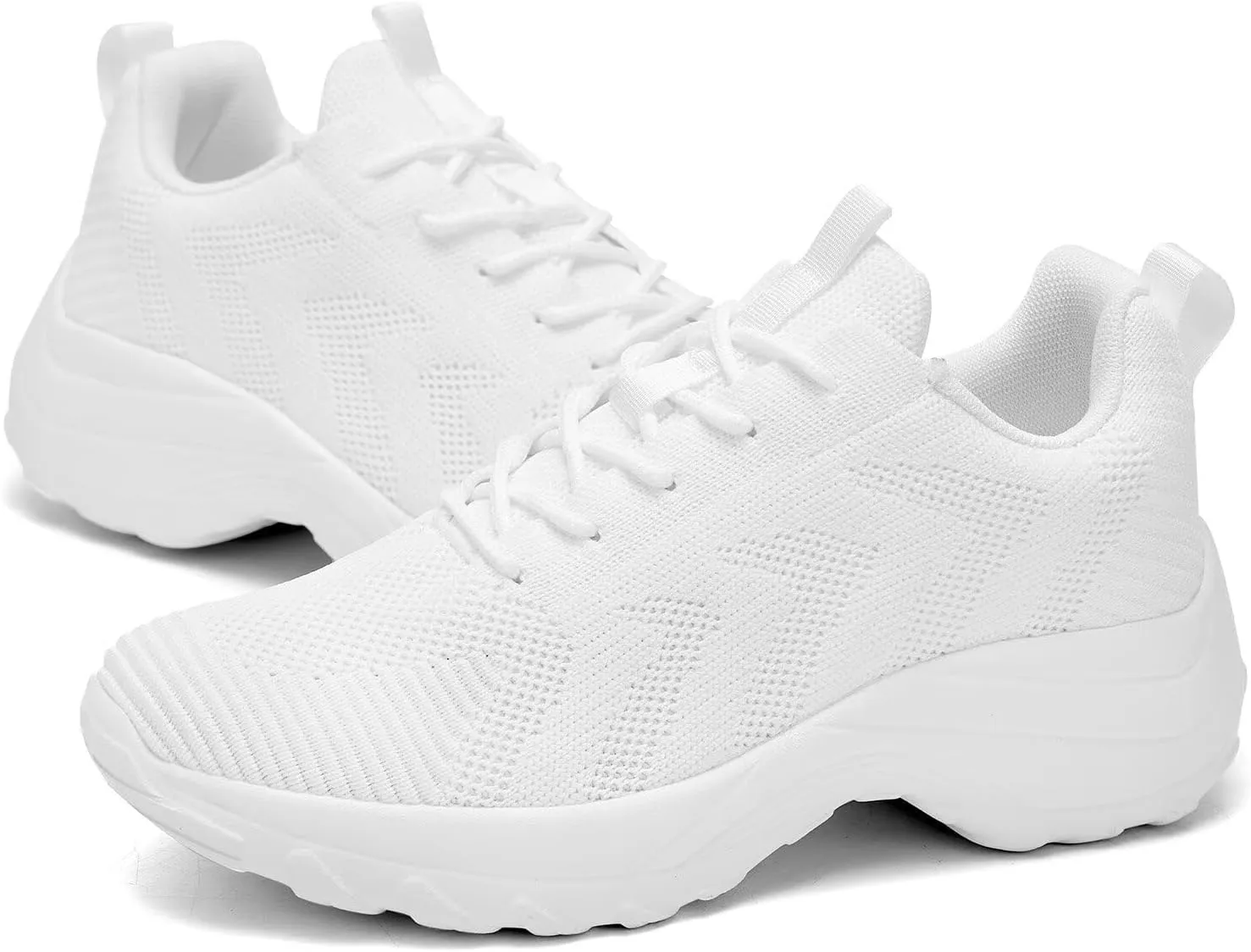 Womens Ladies Walking Shoes Arch Support Non Slip Work Lace up Sneakers Breathable Lightweight Comfort Wedge Platform Loafers