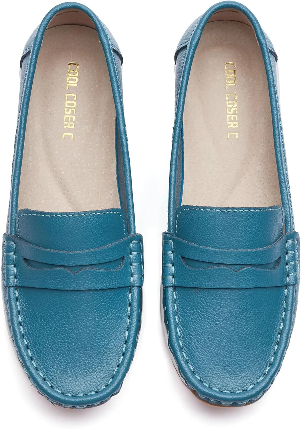 Women's Loafers Moccasin Casual Slip On Flat Shoes Comfortable Leather Driving Loafers Lightweight Nurse Work Shoes