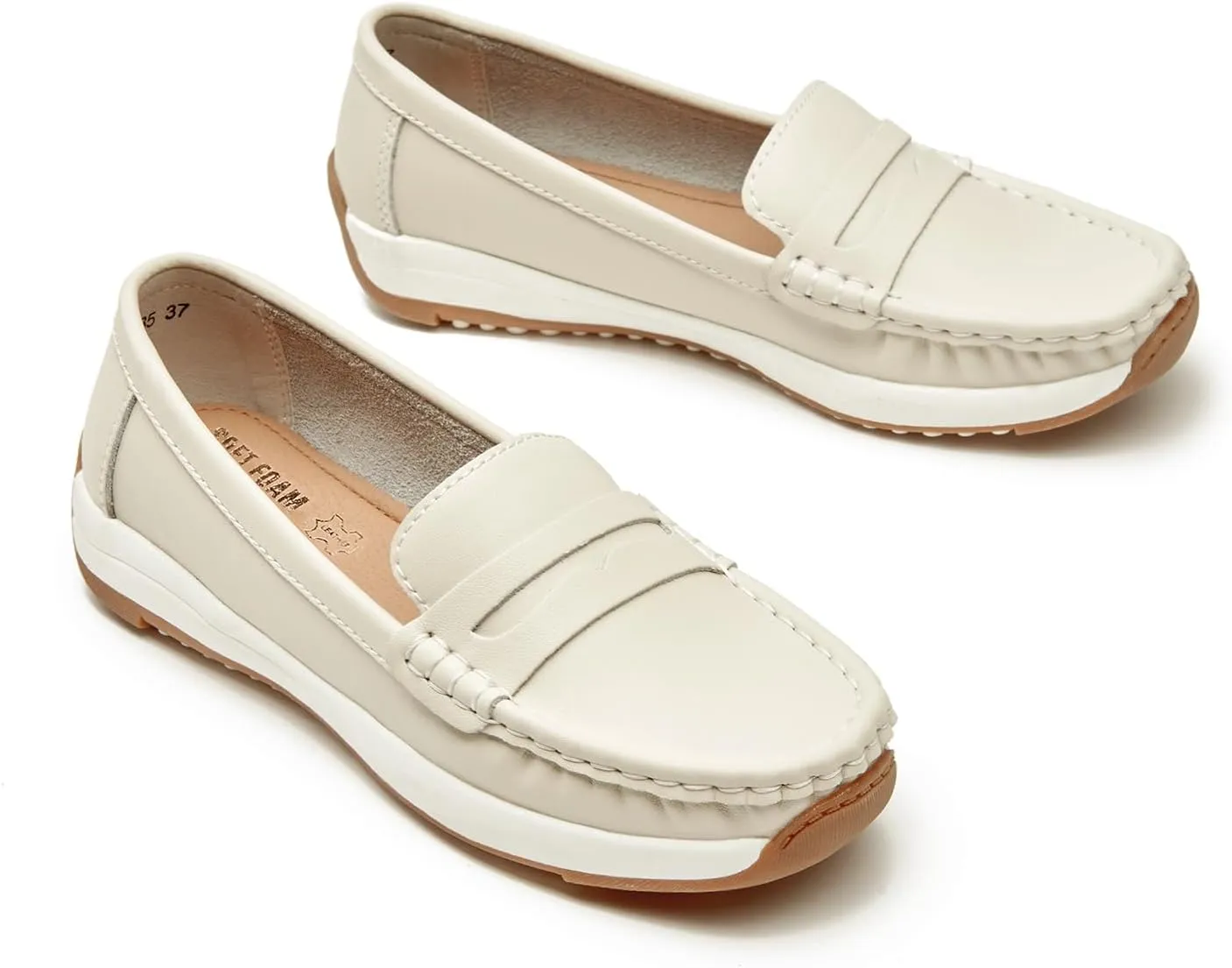 Women's Loafers Moccasin Casual Slip On Flat Shoes Comfortable Leather Driving Loafers Lightweight Nurse Work Shoes
